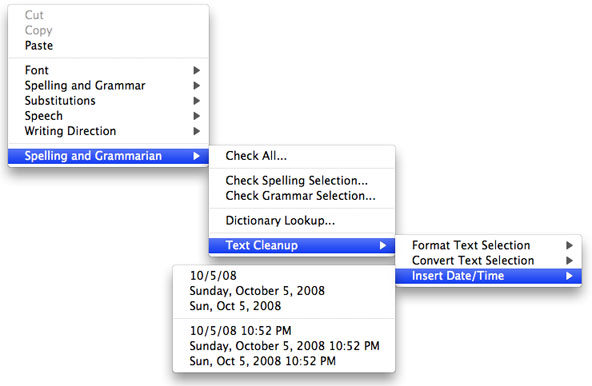 contextual menu