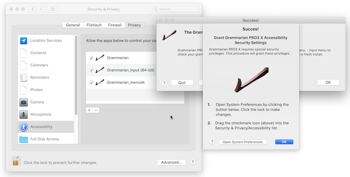 Grammarian install security setup