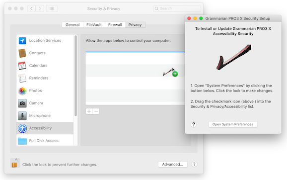 Grammarian install security setup