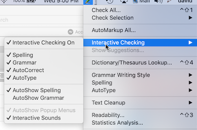 interactive check menu setting